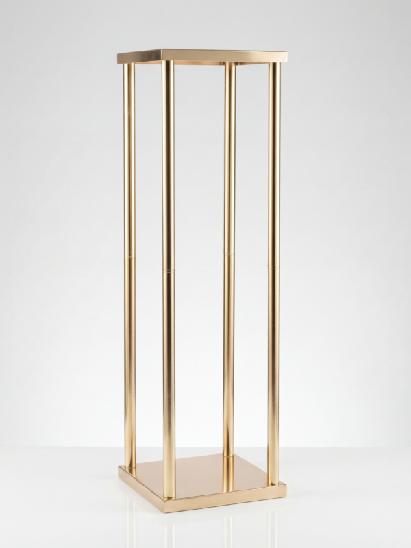 Suport auriu din metal pentru aranjament floral, decor elegant mese nuntă și evenimente – Fir de Rai Brașov